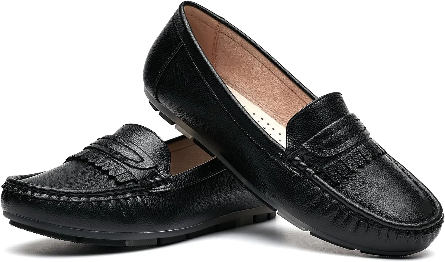 Women's Business Loafers Work Casual Flats Shoes Lightweight Penny PU Leather Slip On Walking Shoes