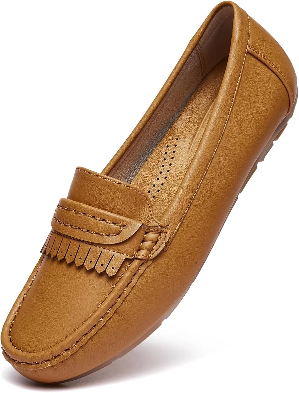 Women's Business Loafers Work Casual Flats Shoes Lightweight Penny PU Leather Slip On Walking Shoes
