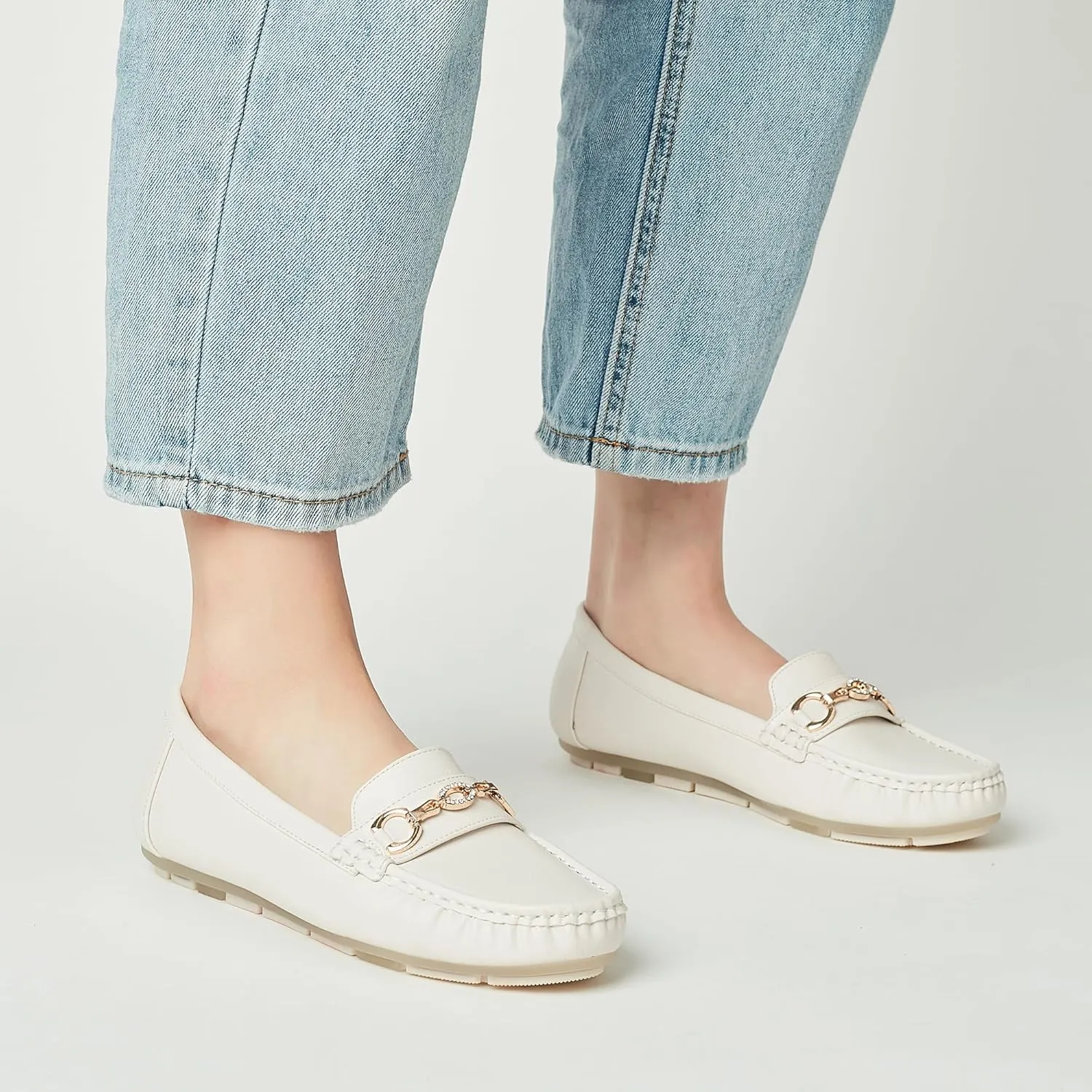 Women's Business Loafers Work Casual Flats Shoes Lightweight Penny PU Leather Slip On Walking Shoes