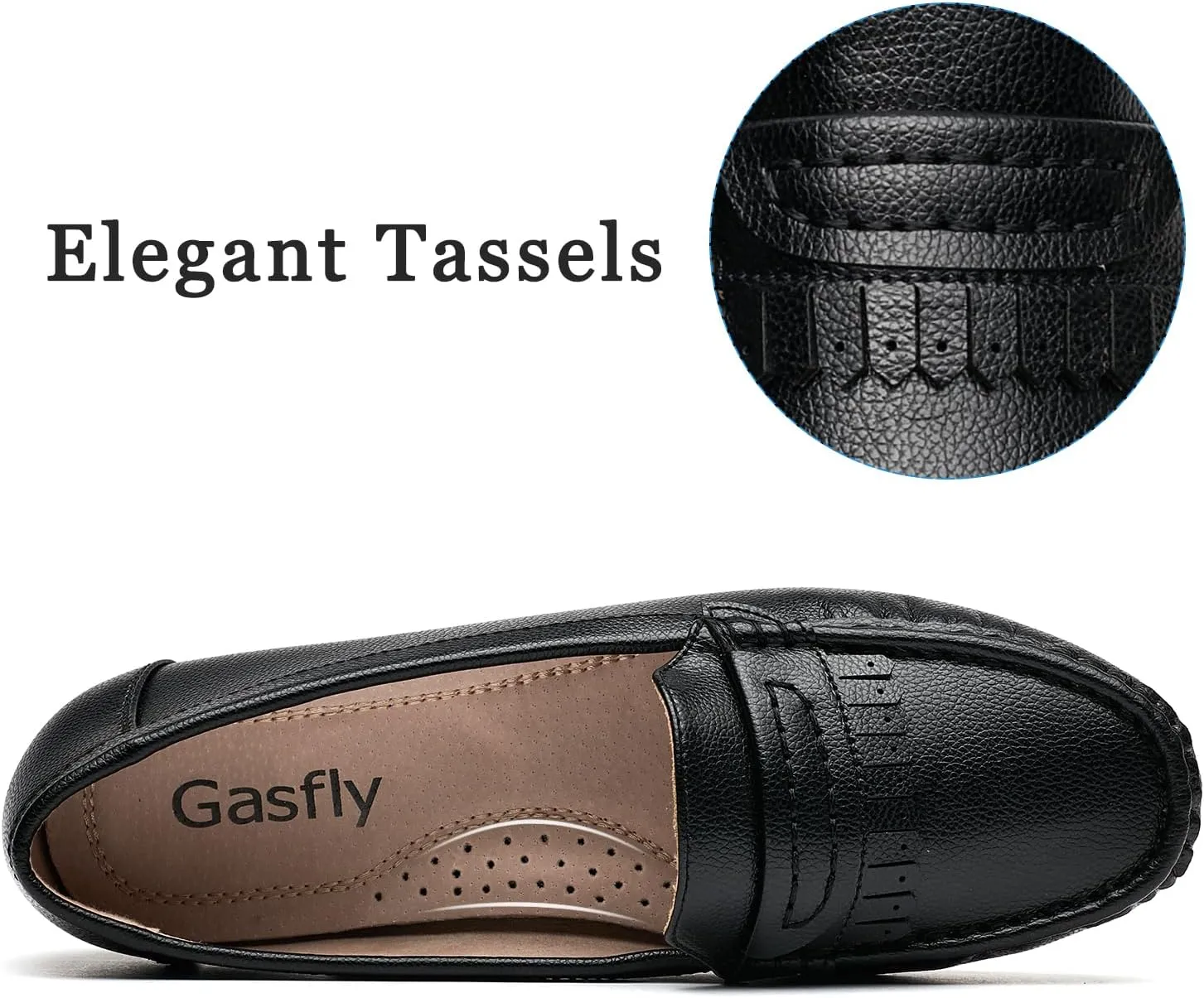 Women's Business Loafers Work Casual Flats Shoes Lightweight Penny PU Leather Slip On Walking Shoes
