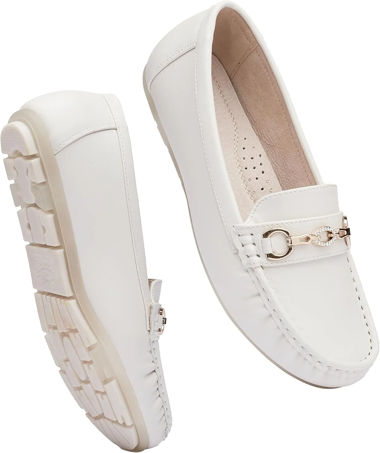 Women's Business Loafers Work Casual Flats Shoes Lightweight Penny PU Leather Slip On Walking Shoes