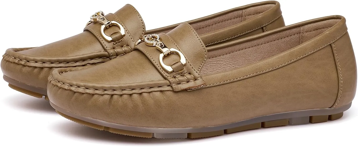 Women's Business Loafers Work Casual Flats Shoes Lightweight Penny PU Leather Slip On Walking Shoes