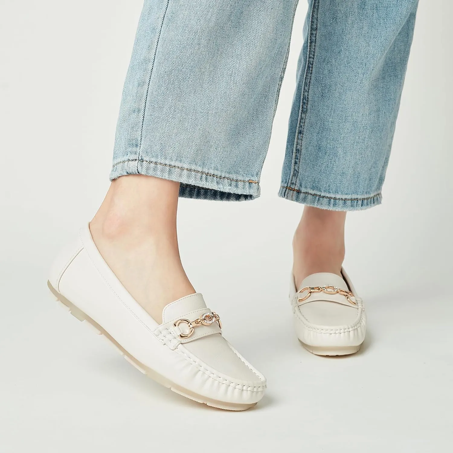 Women's Business Loafers Work Casual Flats Shoes Lightweight Penny PU Leather Slip On Walking Shoes