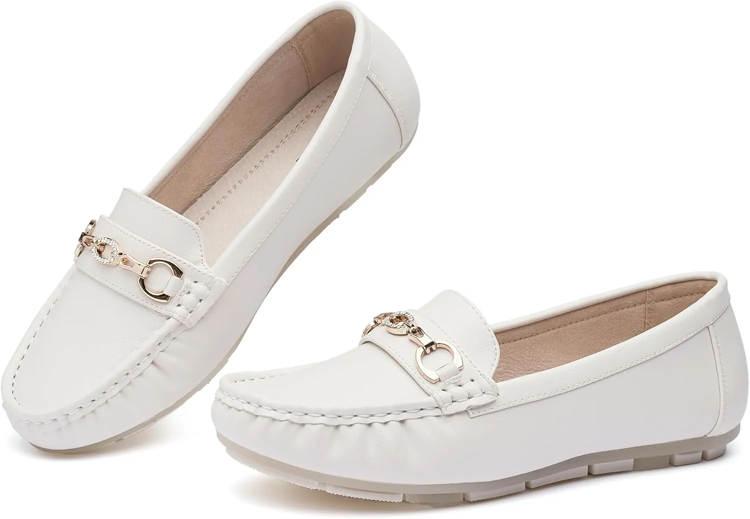 Women's Business Loafers Work Casual Flats Shoes Lightweight Penny PU Leather Slip On Walking Shoes