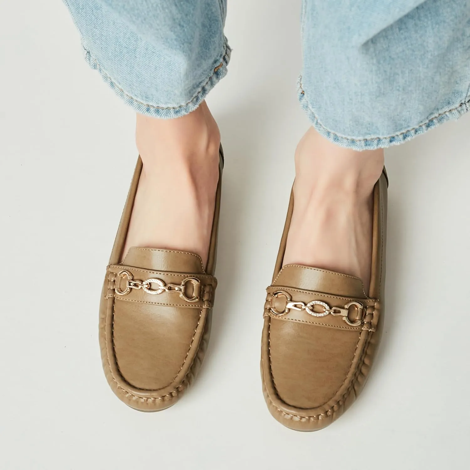Women's Business Loafers Work Casual Flats Shoes Lightweight Penny PU Leather Slip On Walking Shoes