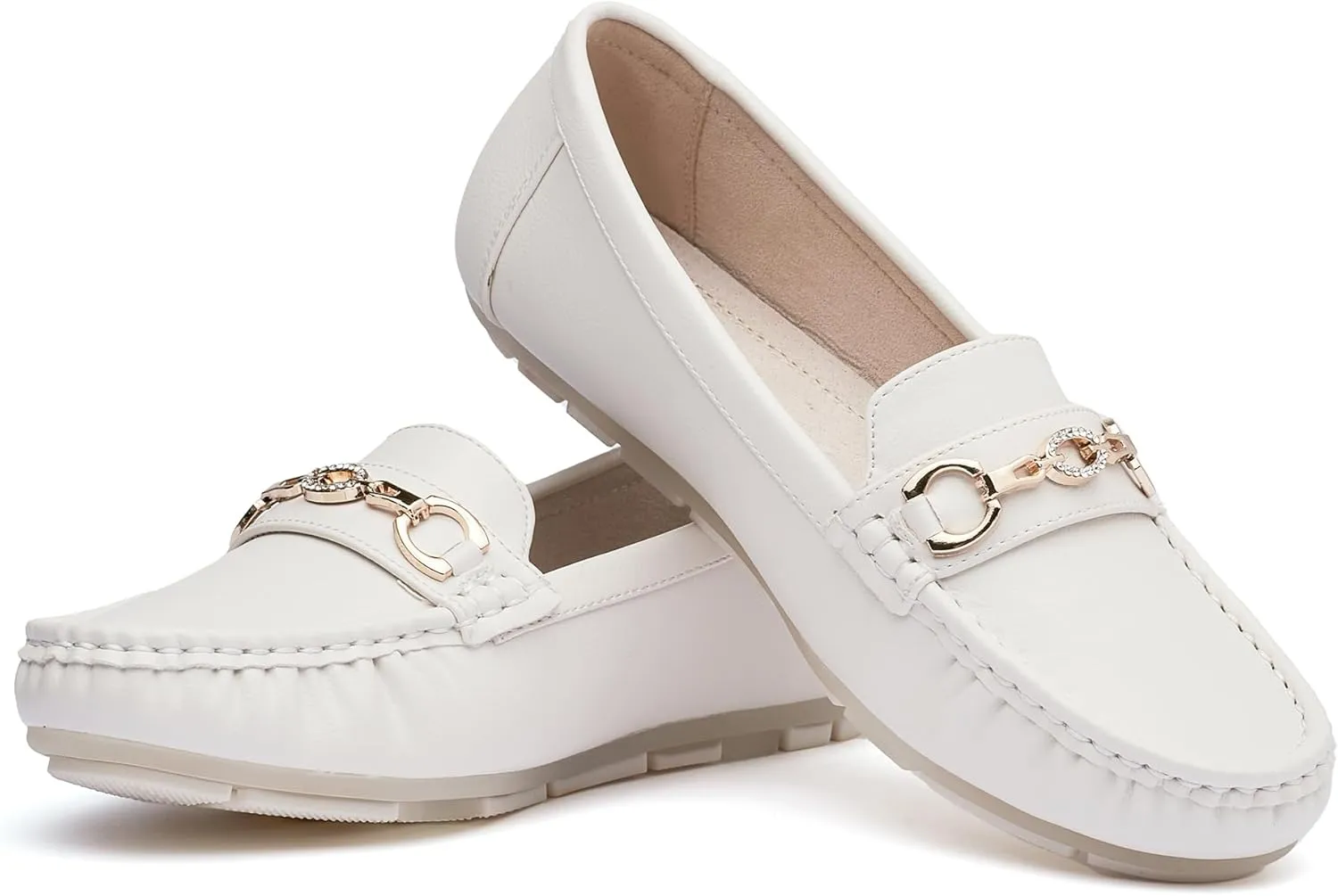 Women's Business Loafers Work Casual Flats Shoes Lightweight Penny PU Leather Slip On Walking Shoes