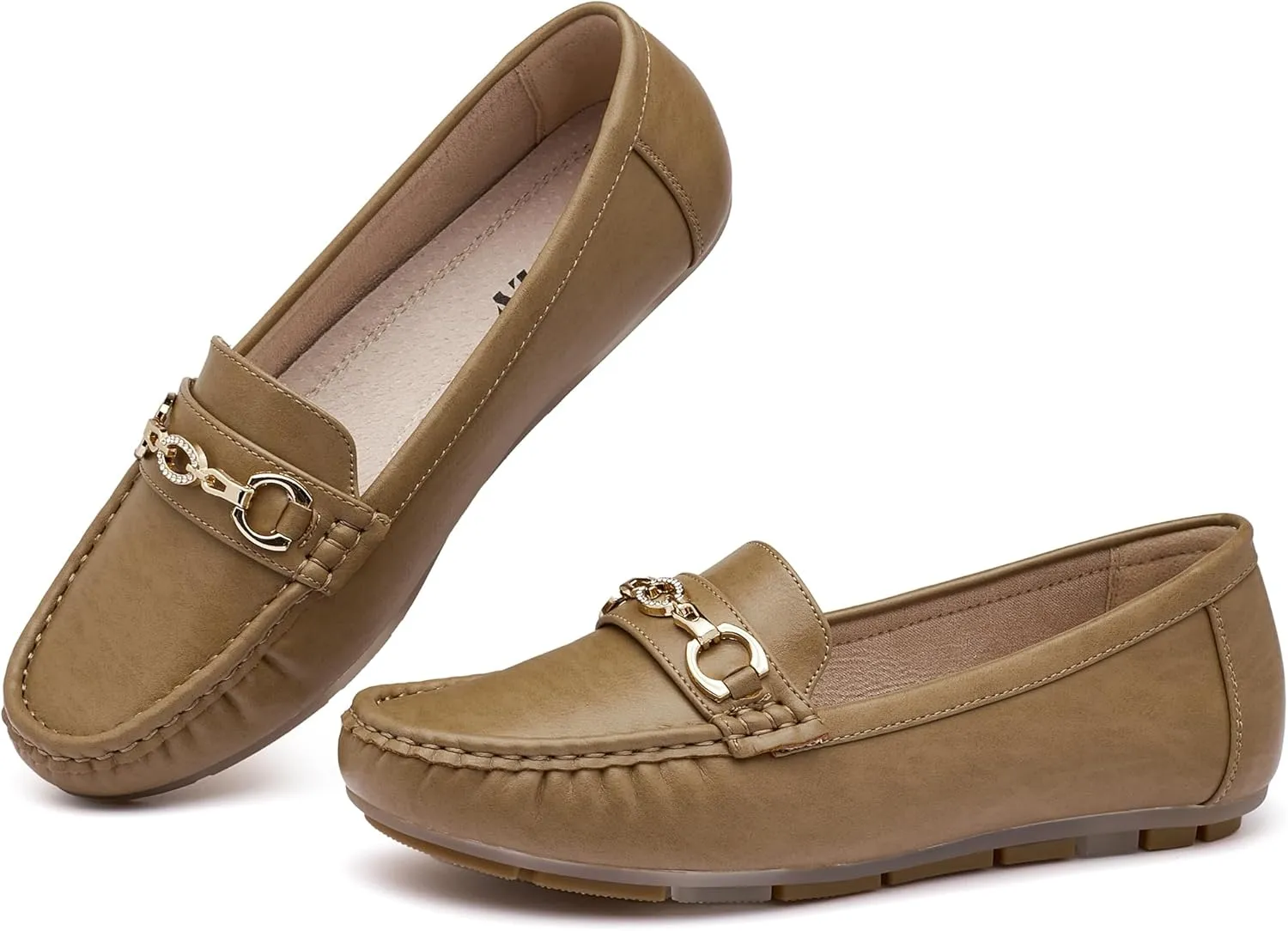 Women's Business Loafers Work Casual Flats Shoes Lightweight Penny PU Leather Slip On Walking Shoes