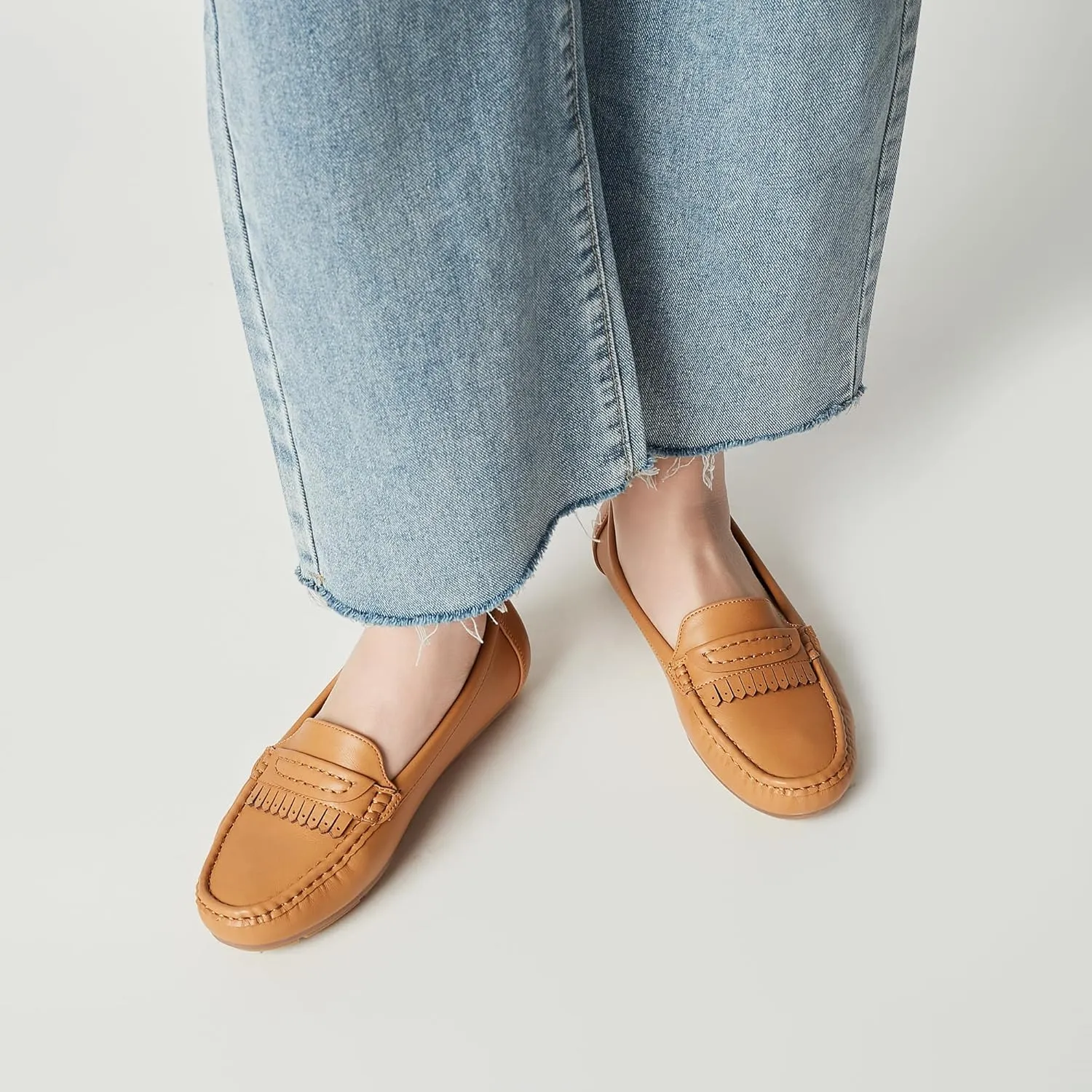 Women's Business Loafers Work Casual Flats Shoes Lightweight Penny PU Leather Slip On Walking Shoes