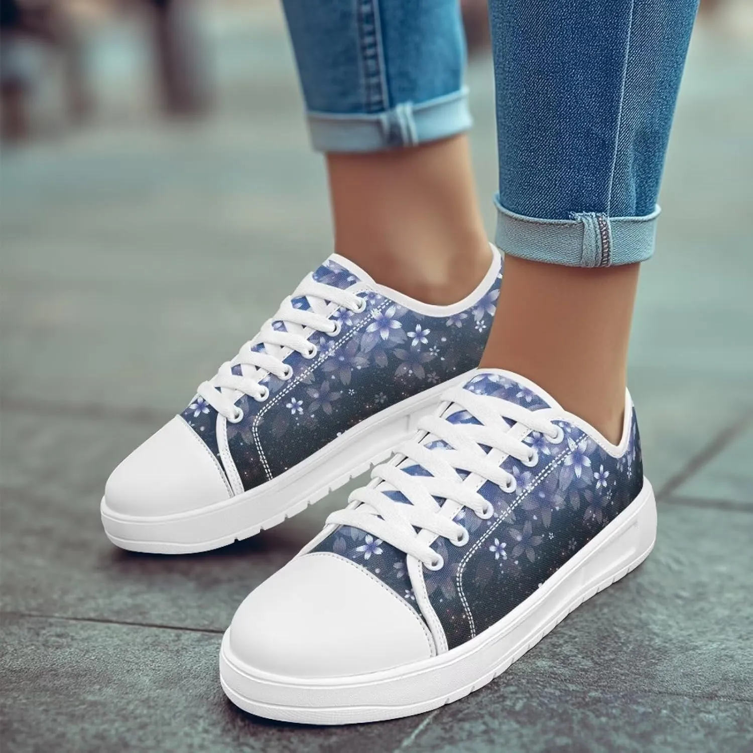Womens Casual Sneakers Flower Shoes for Women Lightweight & Comfort Canvas Shoes