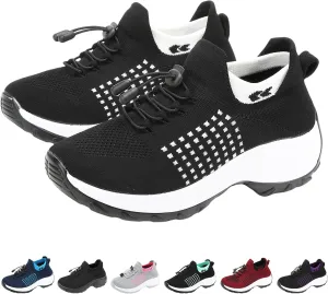 Womens Casual Sneakers Stretch Comfort Wear Orthowear Shoes Lightweight Comfortable Mesh Hollow Out Walking Shoes Orthopedic Breathable Non Slip Cushion Shoe