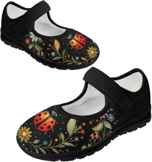 Women's Casual Walking Sneakers Lightweight Breathable Flat Mary Jane Shoes with One Strap
