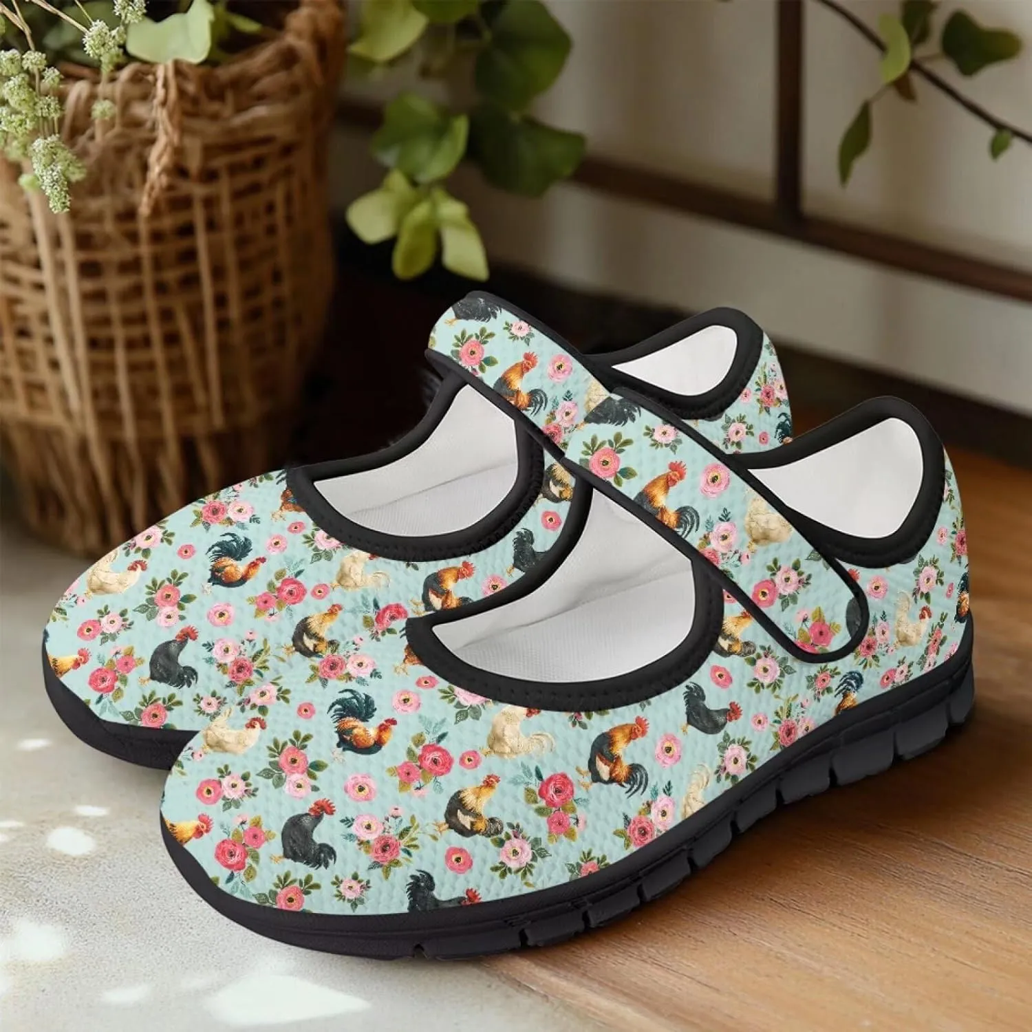 Women's Casual Walking Sneakers Lightweight Breathable Flat Mary Jane Shoes with One Strap