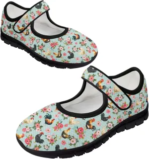 Women's Casual Walking Sneakers Lightweight Breathable Flat Mary Jane Shoes with One Strap