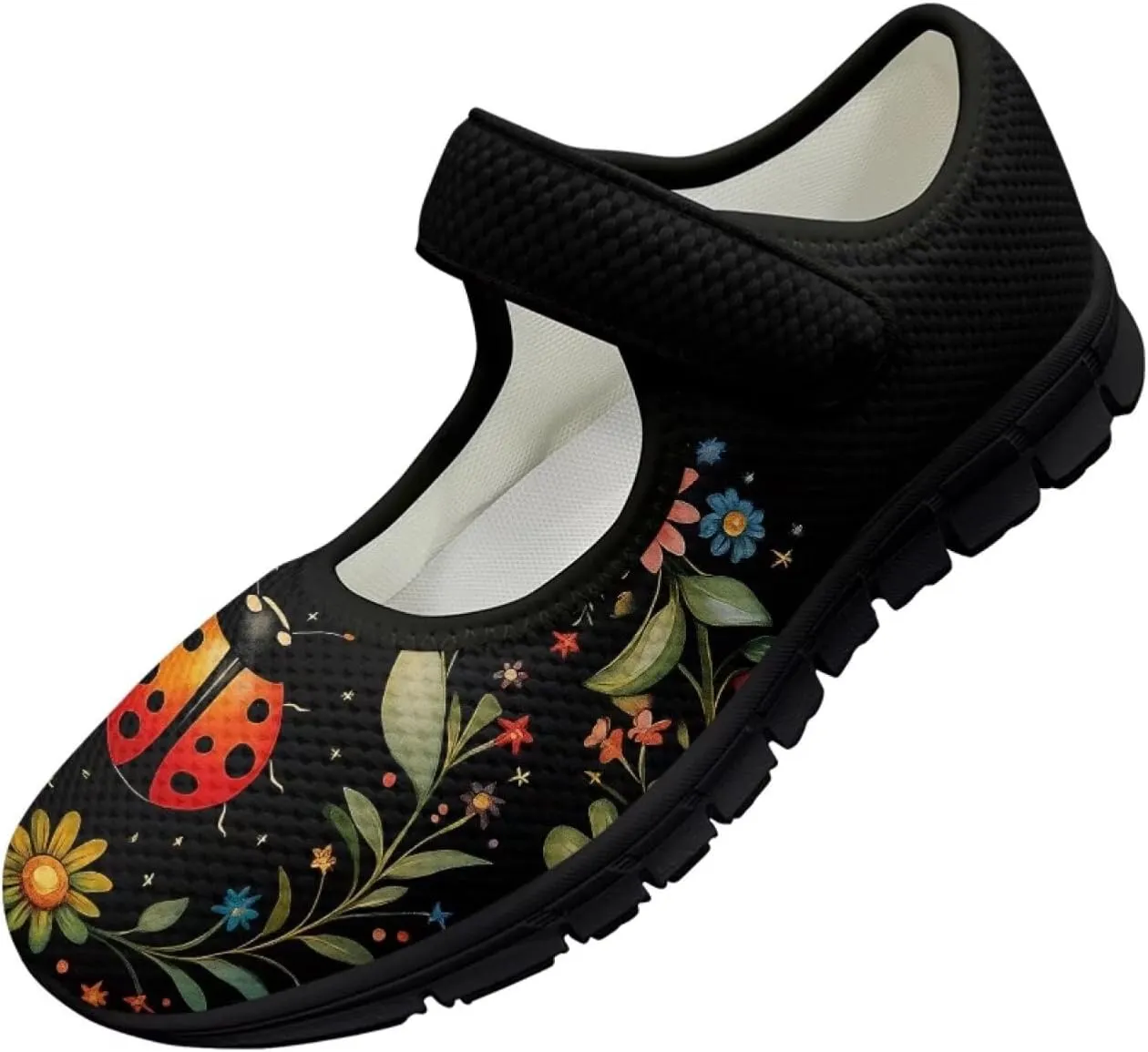 Women's Casual Walking Sneakers Lightweight Breathable Flat Mary Jane Shoes with One Strap