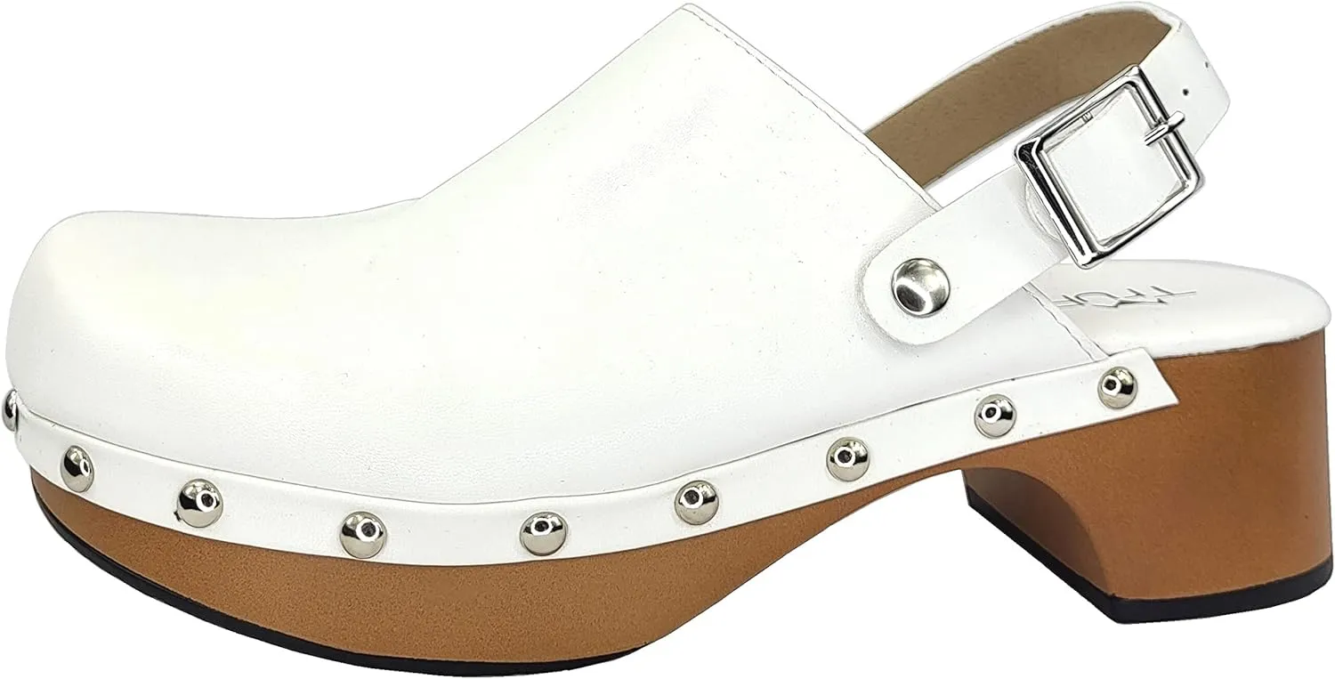 Women's Classic Clogs Faux Wood Heel Slip On Shoes