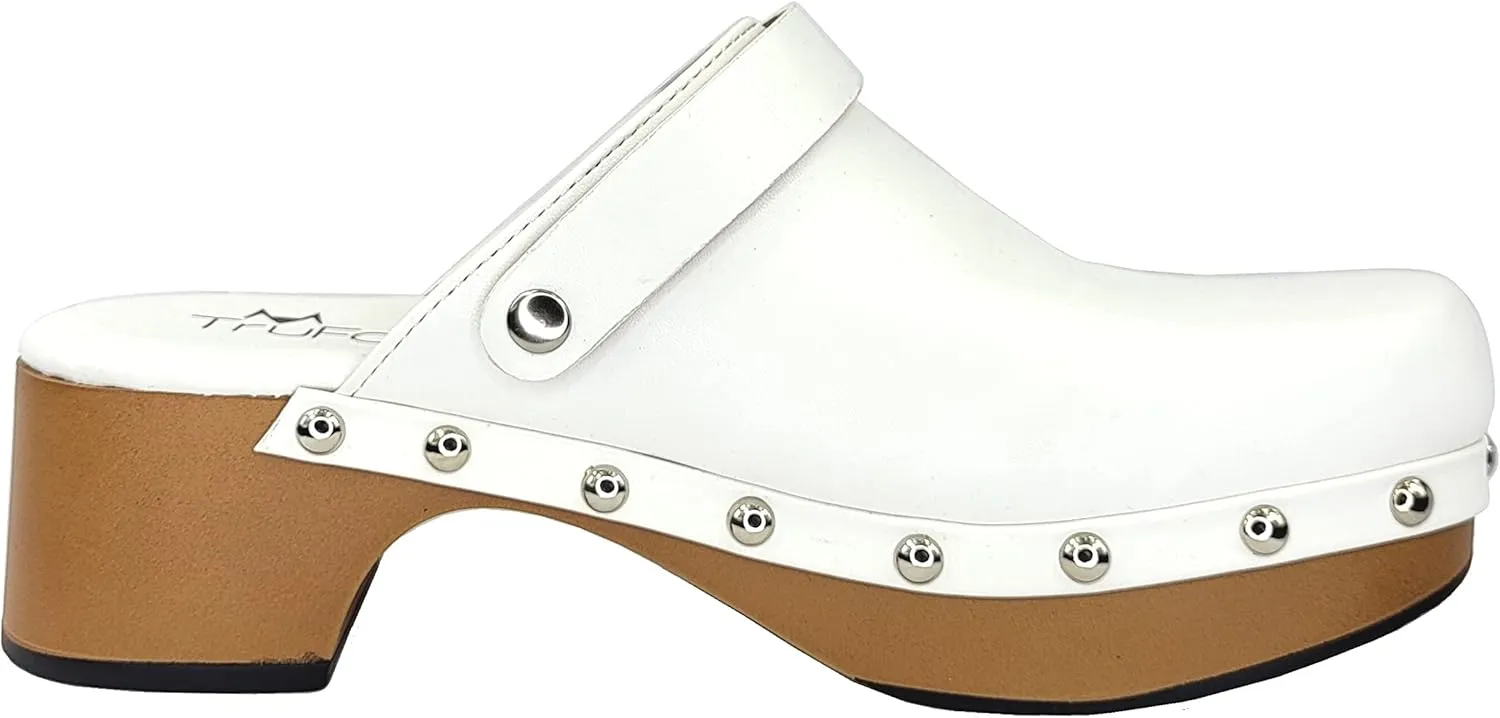 Women's Classic Clogs Faux Wood Heel Slip On Shoes