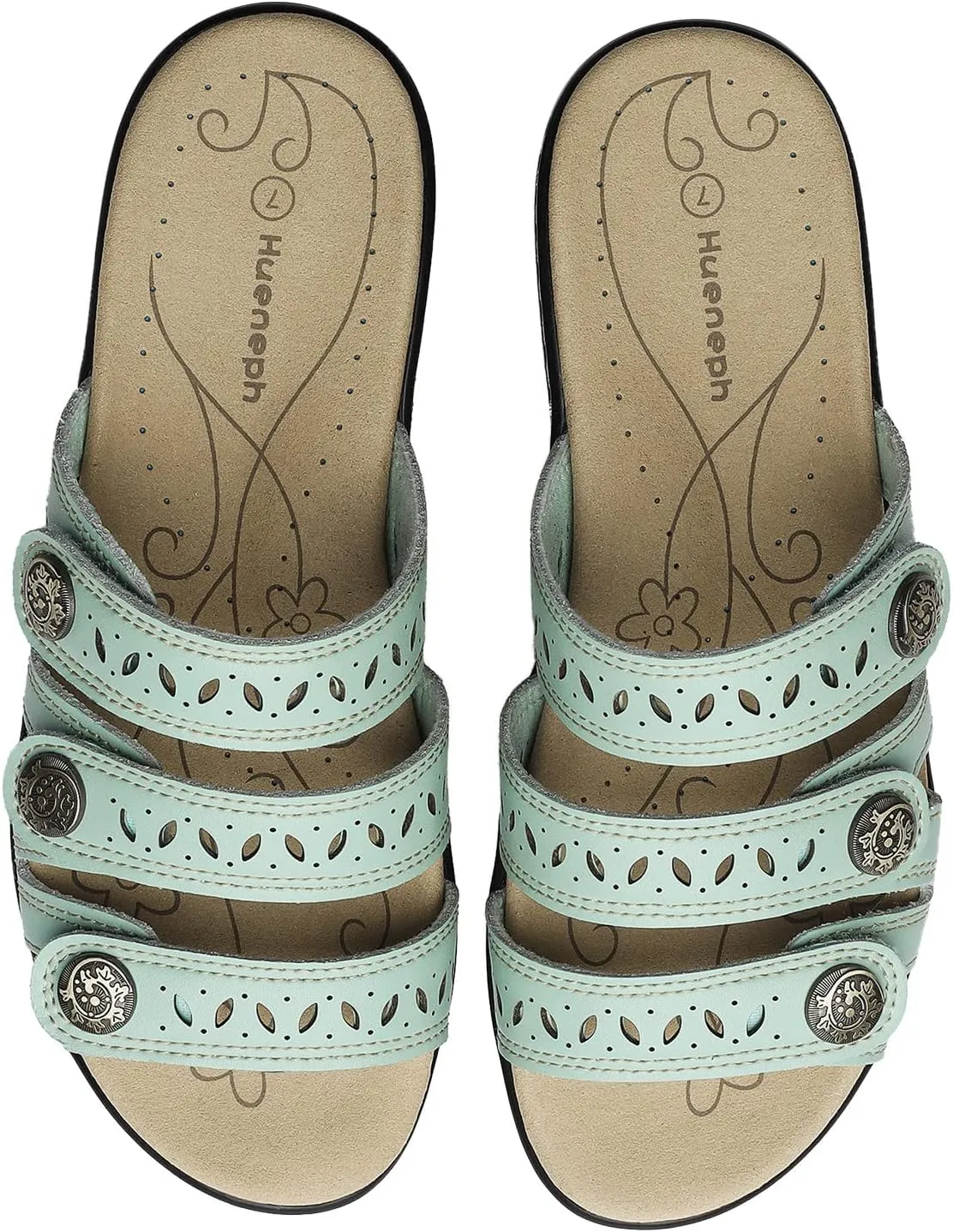 Women's Comfort Leather Slides Lightweight Flat Sandals Cute Slip On Casual Walking Slippers