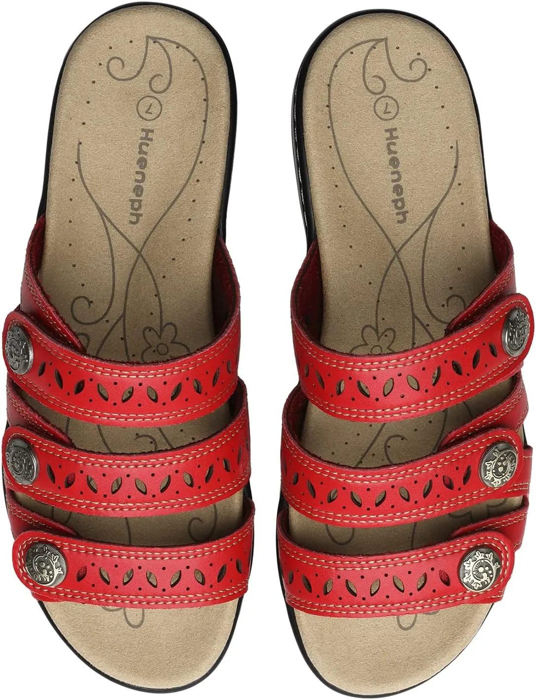 Women's Comfort Leather Slides Lightweight Flat Sandals Cute Slip On Casual Walking Slippers