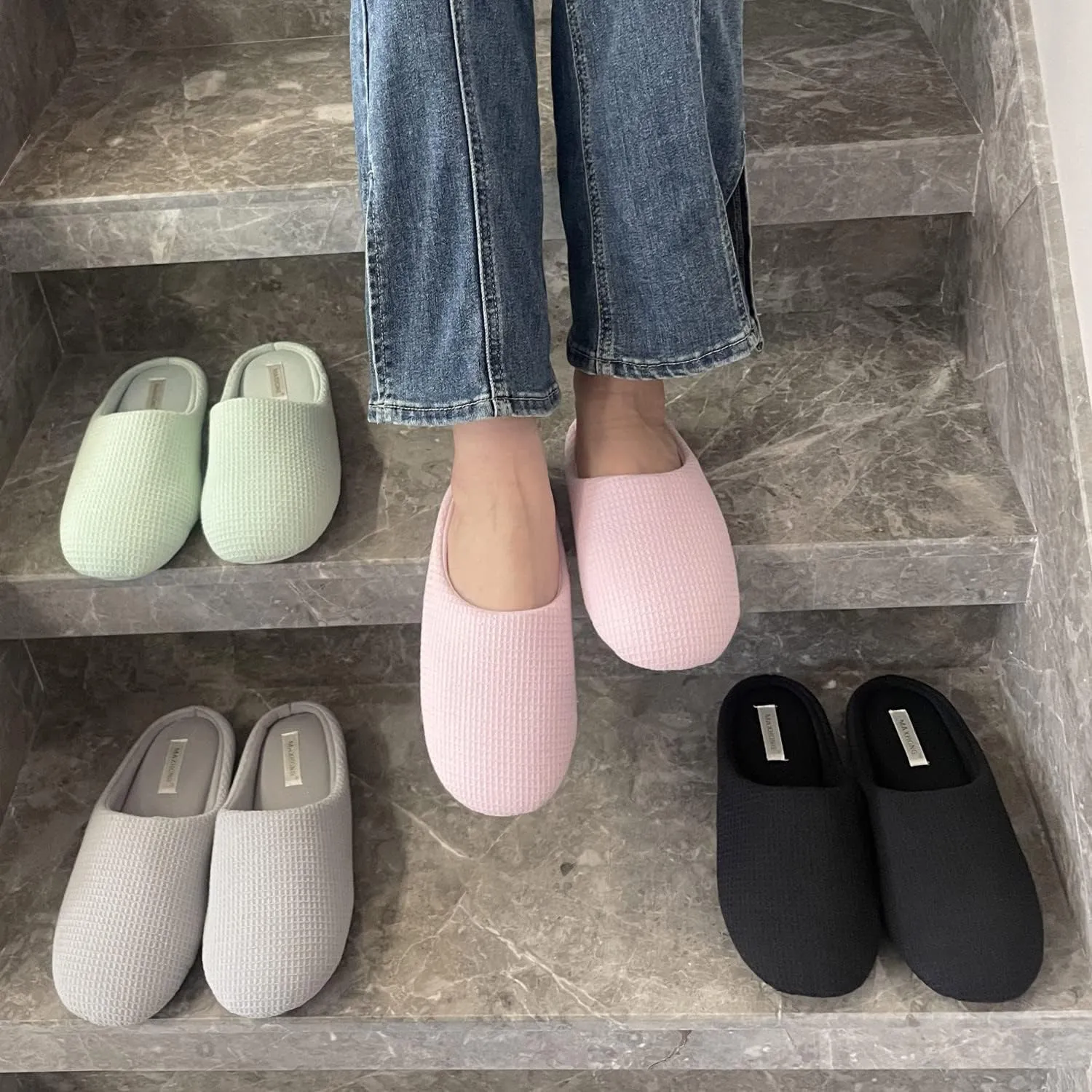 Womens Cotton Lightweight House Slippers With Memory Foam, Washable & Cozy Slip On