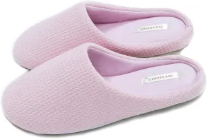 Womens Cotton Lightweight House Slippers With Memory Foam, Washable & Cozy Slip On