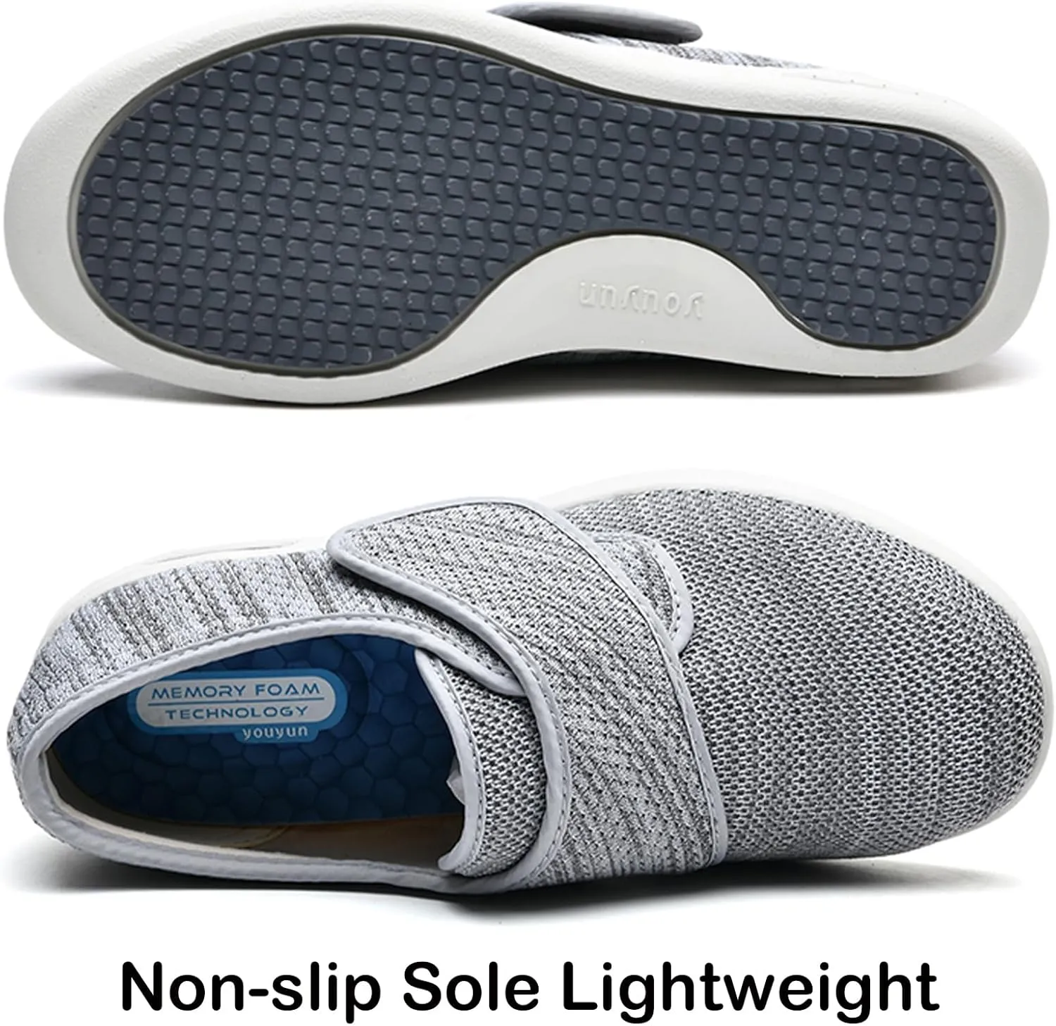 Women's Diabetic Shoes with Adjustable Closure,Non-Slip Wide Width Lightweight Shoes for Edema Plantar Fasciitis Bunions Arthritis Swollen Feet
