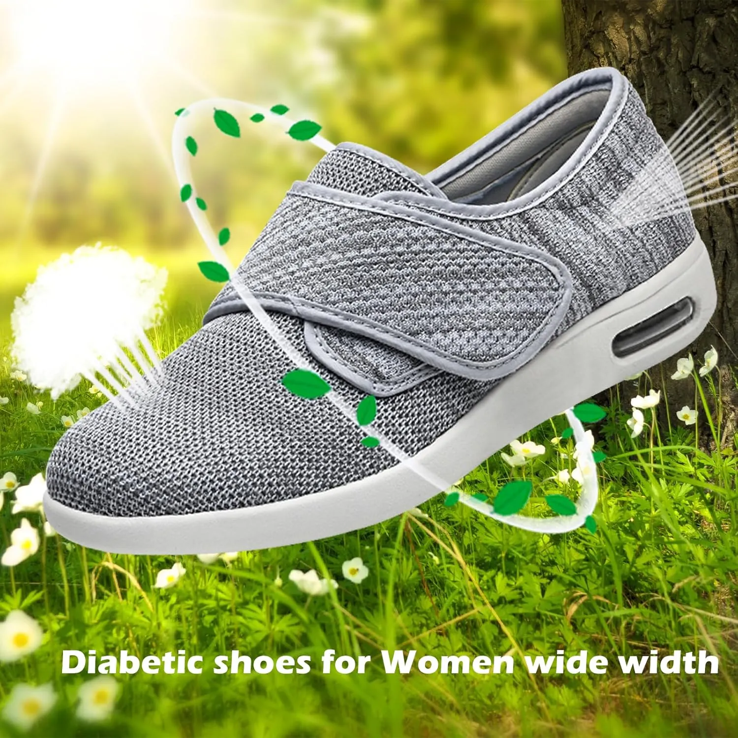 Women's Diabetic Shoes with Adjustable Closure,Non-Slip Wide Width Lightweight Shoes for Edema Plantar Fasciitis Bunions Arthritis Swollen Feet