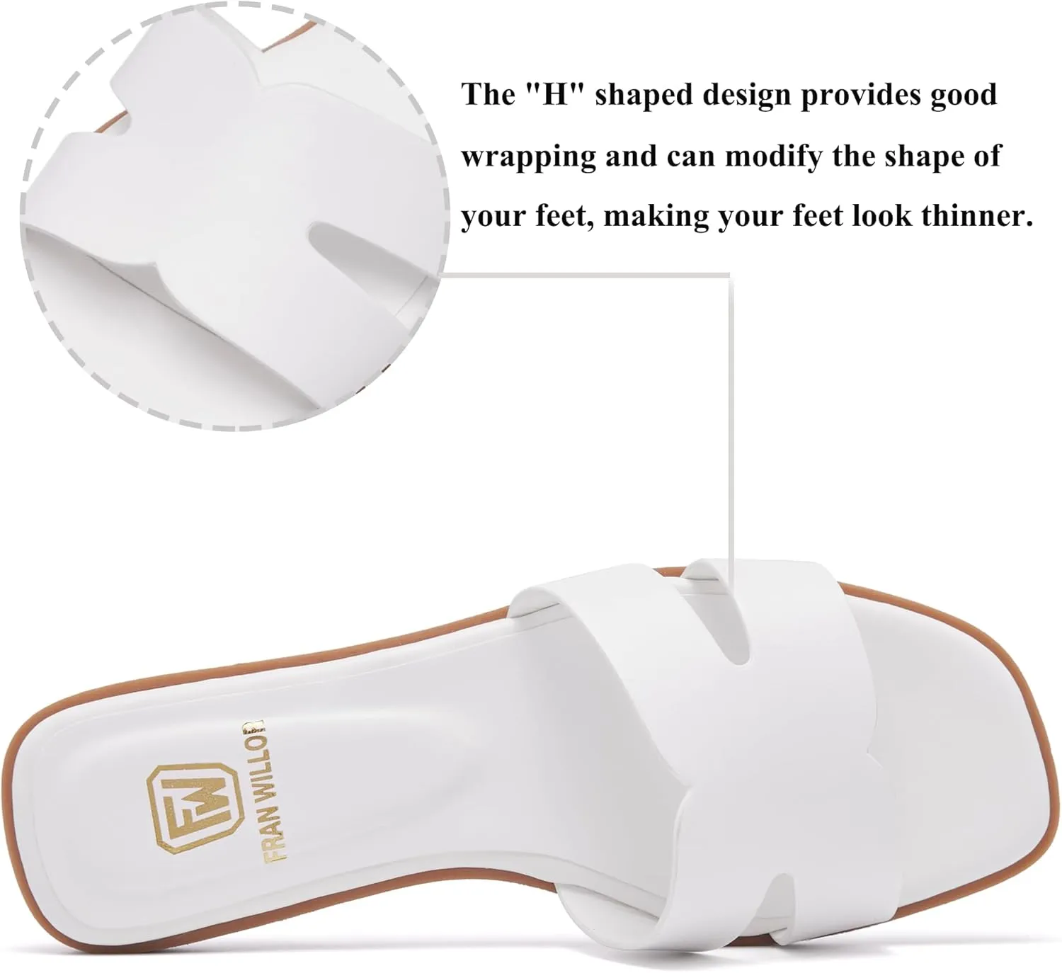 Women's Flat Sandals Dressy Comfortable Slide Sandals Fashion Square Open Toe Slip On Beach Sandals for Summer