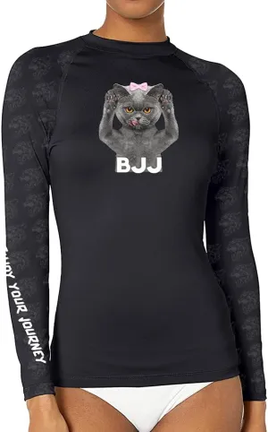Women's Funny Cute Graphic Long Sleeve Rash Guard Sports Wicking T-Shirt for MMA BJJ Wrestling
