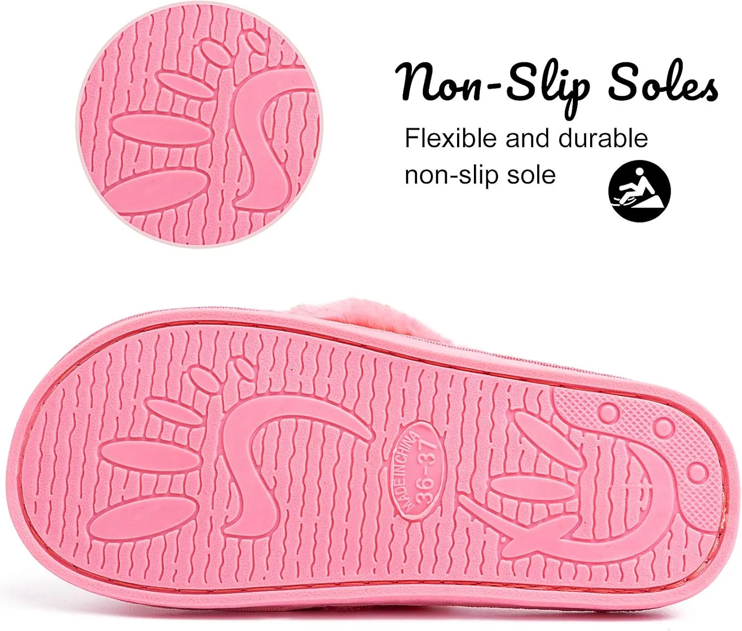 Women's Fuzzy Memory Foam Flip Flop Slippers Soft Comfy Open Toe Slip On Spa Thong Flat Sandals Ladies House Home Furry Sandal Slides Indoor Outdoor