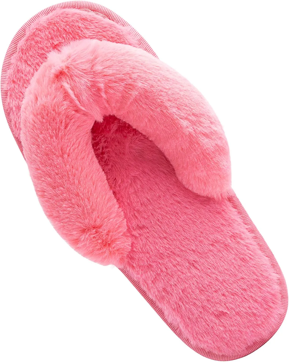Women's Fuzzy Memory Foam Flip Flop Slippers Soft Comfy Open Toe Slip On Spa Thong Flat Sandals Ladies House Home Furry Sandal Slides Indoor Outdoor