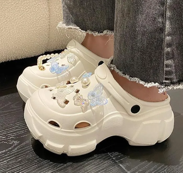 Women's Gradient Butterfly Clogs, Thick-Soled Soft-Soled Two-Way, Breathable Beach and Garden Clogs