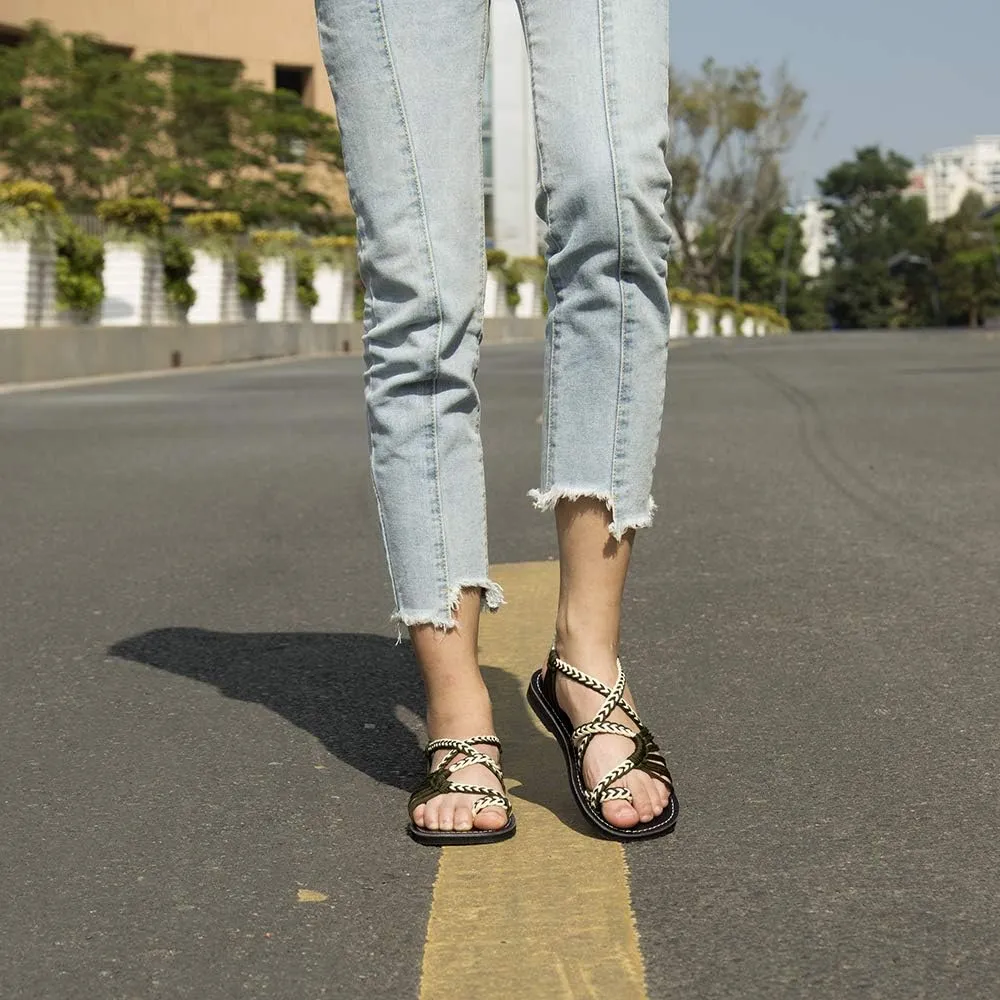 Women's Hand-woven Flat sandals, Lightweight Perfect for the Beach Walking Casual Womens Shoes
