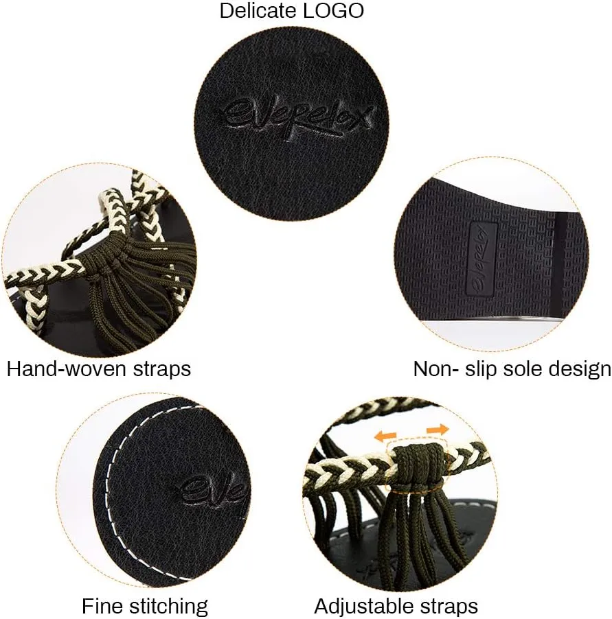 Women's Hand-woven Flat sandals, Lightweight Perfect for the Beach Walking Casual Womens Shoes