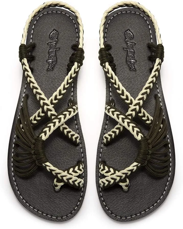 Women's Hand-woven Flat sandals, Lightweight Perfect for the Beach Walking Casual Womens Shoes