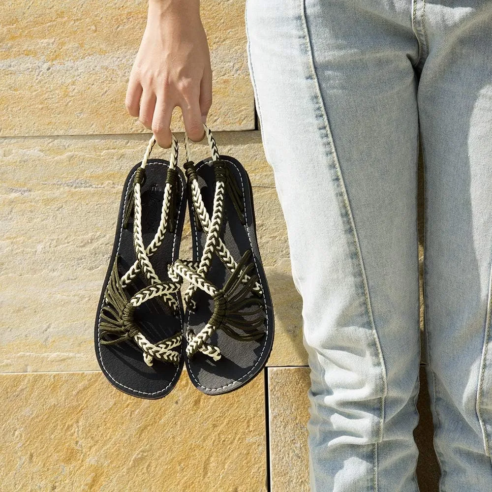 Women's Hand-woven Flat sandals, Lightweight Perfect for the Beach Walking Casual Womens Shoes