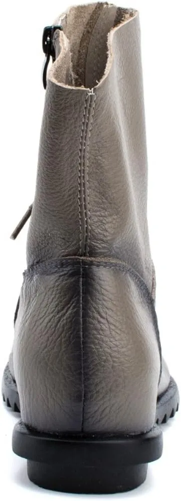 Women's Leather Casual Soft Flat Boots