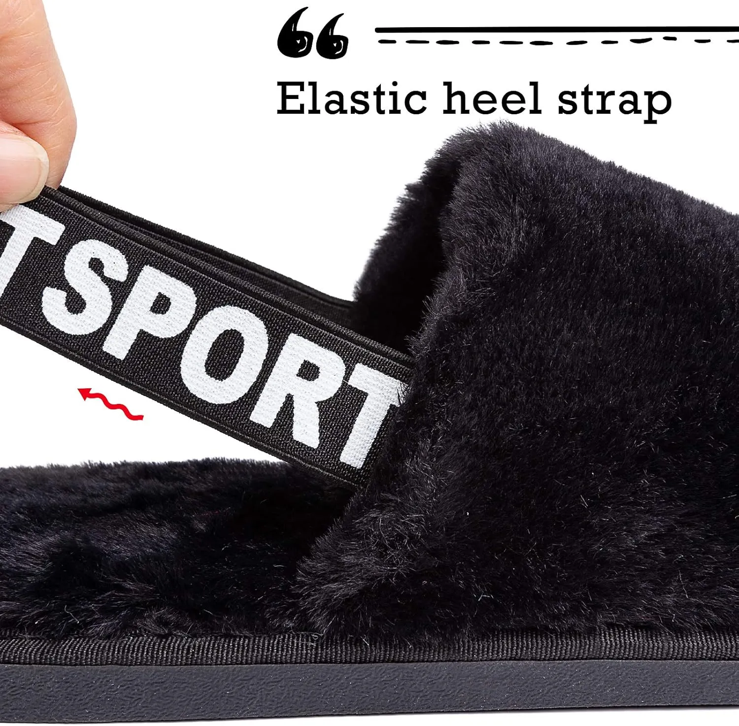 Womens Leopard Fuzzy Slippers Soft Plush Open Toe Faux Fur House Slide Sandals Indoor Spa Bedroom Flat Shoes with Elastic Strap