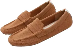 Women’s Lightweight Knit Loafers Driving Loafer, Slip On Flat Boat Shoes Flat Bottom Breathable Loafer Shoes