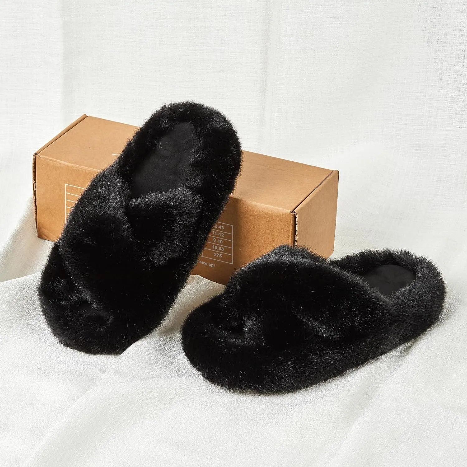 Women's Memory Foam Fluffy Plush Slippers - Cozy Furry Comfy Shoes