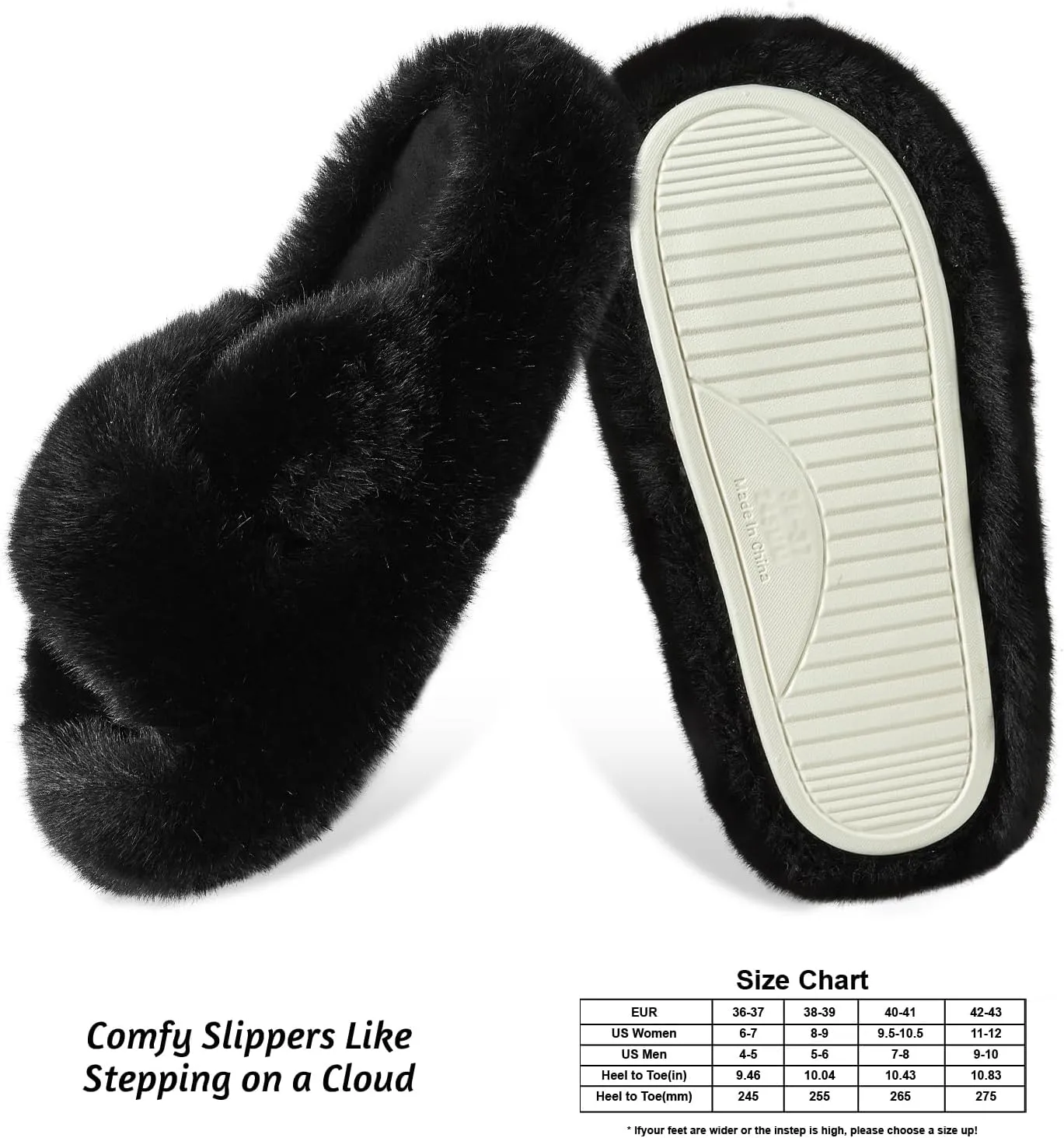 Women's Memory Foam Fluffy Plush Slippers - Cozy Furry Comfy Shoes