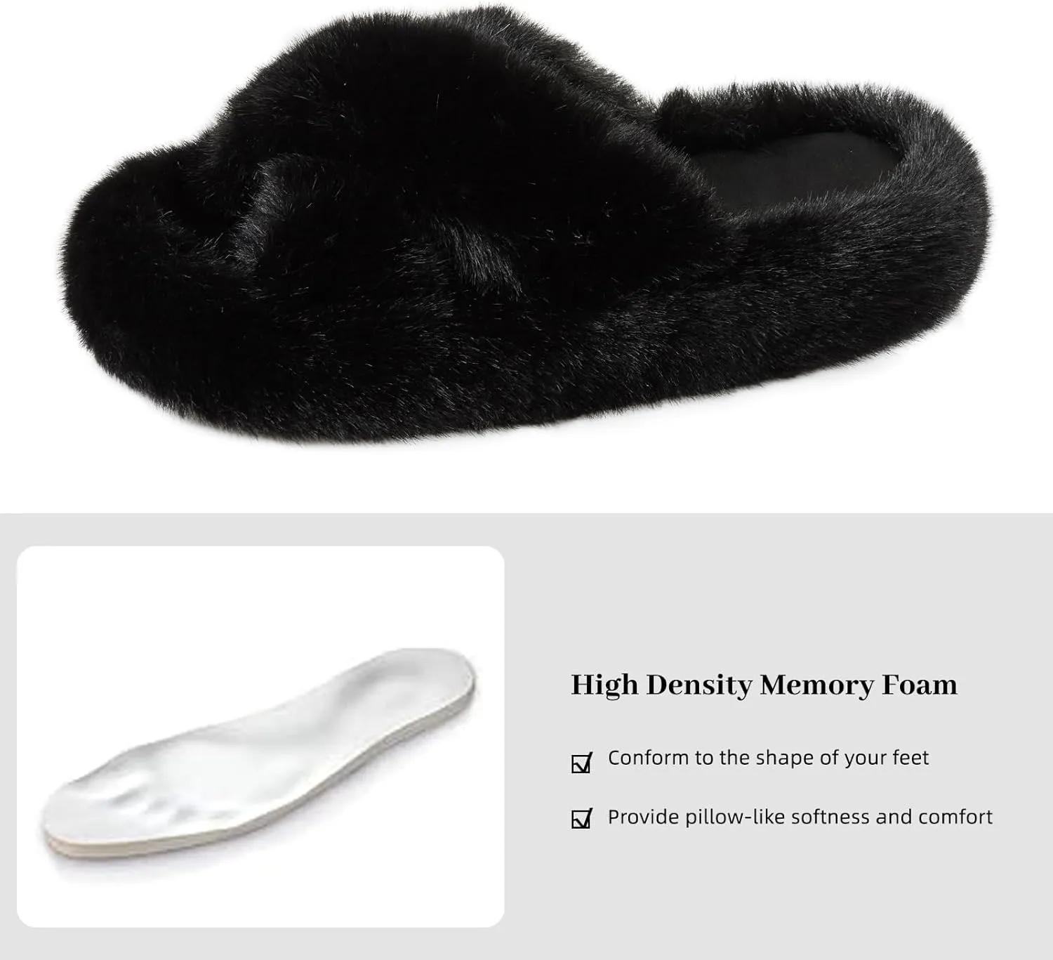 Women's Memory Foam Fluffy Plush Slippers - Cozy Furry Comfy Shoes