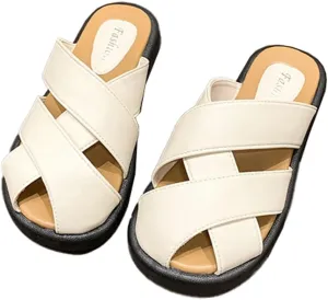 Womens Mesh Flat Slide Sandals Summer Closed-Toe Fisherman Sandals Slip-On Mule Summer Slide Shoes 2025