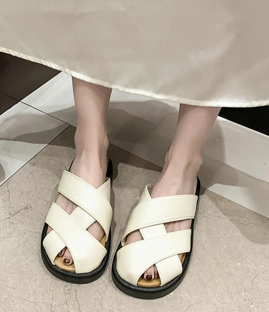 Womens Mesh Flat Slide Sandals Summer Closed-Toe Fisherman Sandals Slip-On Mule Summer Slide Shoes 2025
