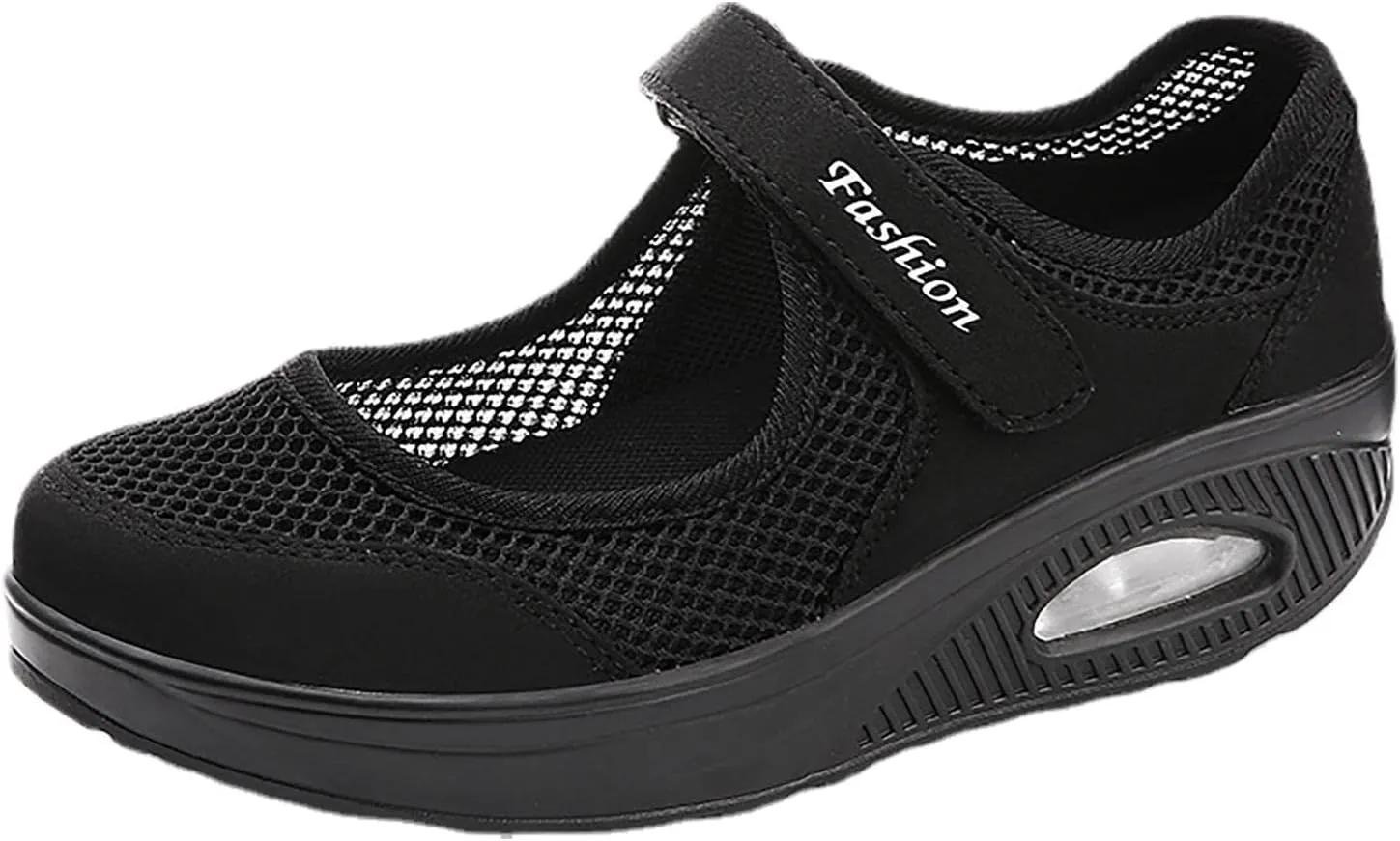 Womens Mesh Walking Shoes Working Nurse Shoes Non-Slip Adjustable Breathable Wedges Slip- Mary Janes Sneaker Fitness Casual Nursing Orthotic, Mary Jane Shoes, Lightweight Shoes Black