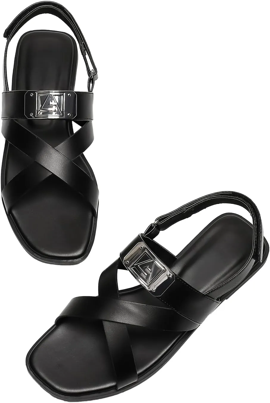 Women’s One Band Flat Sandals with Ankle Strap Back Counter Buckle Flat Sandals