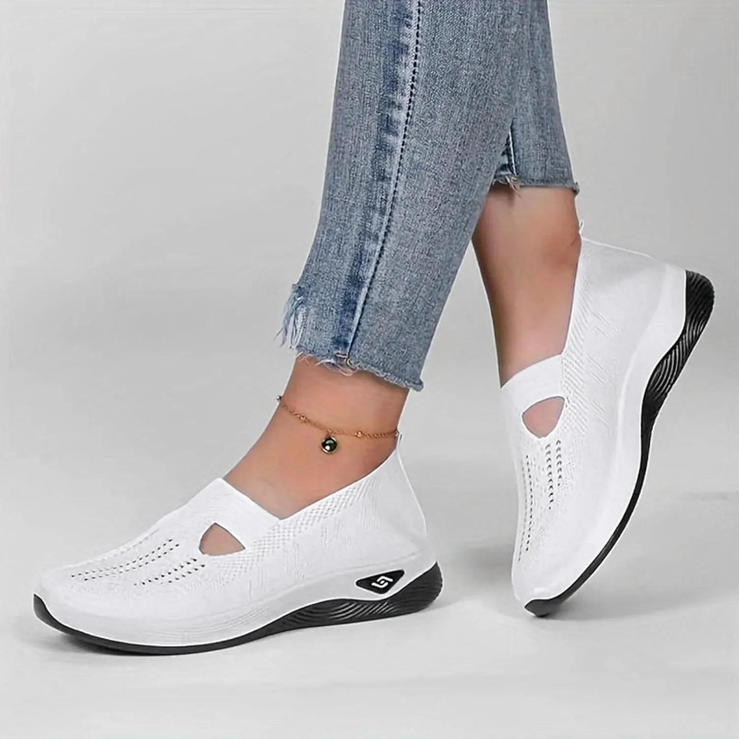 Women's Orthopedic Shoes Woven Wide Arch Support Slip-On Orthowalk Sneakers Casual Breathable Soft Anti-Skid Sports Footwear