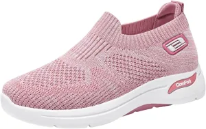 Womens Orthopedic Sneakers Slip On Running Tennis Shoes Breathable Woven Nurse Shoes Casual Air Cushion Walking Shoes