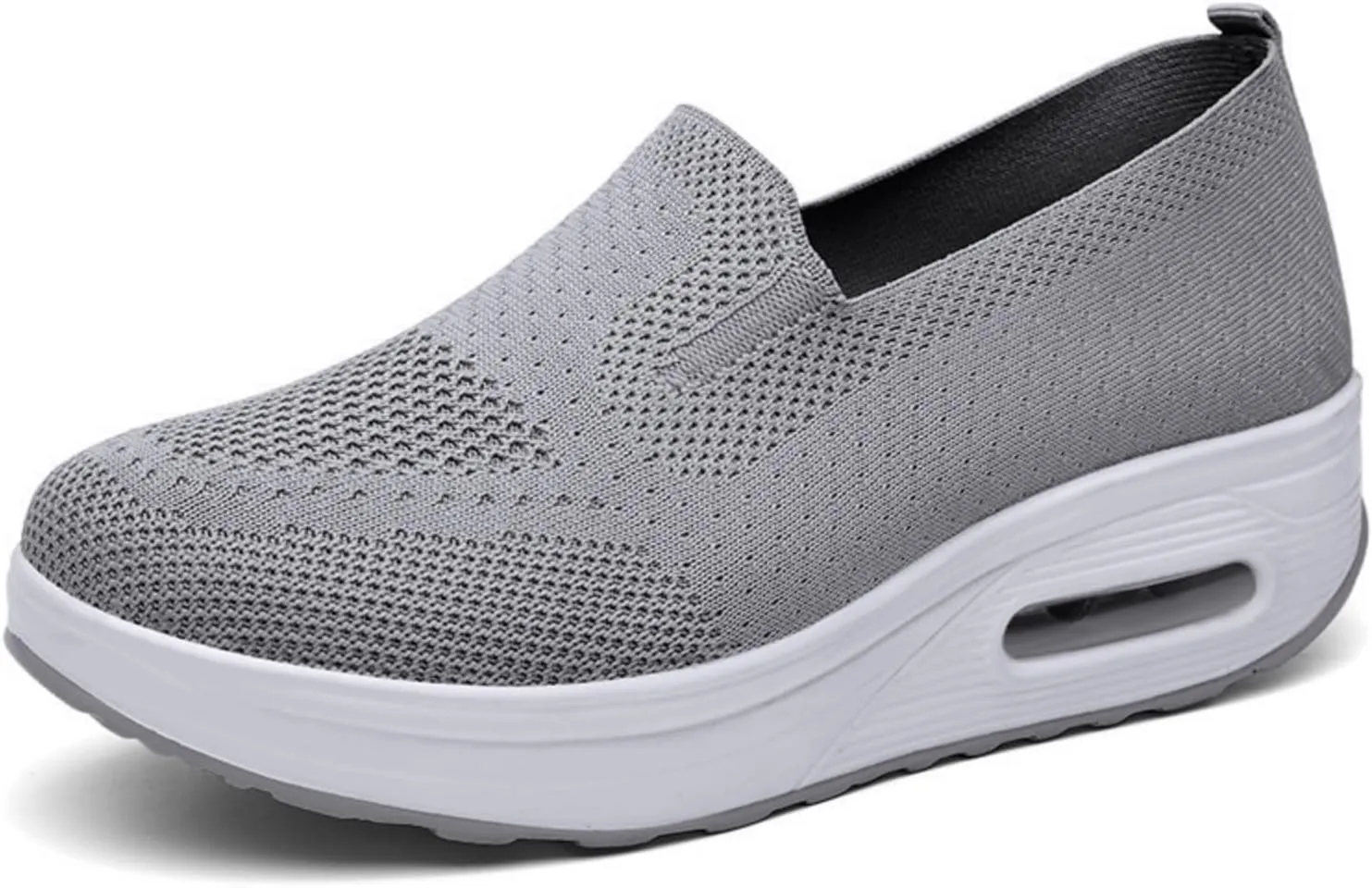 Women's Orthopedic Sneakers Summer Casual Breathable Mesh Hollow Out Slip on Walking Shoes Trendy Comfortable Air Cushion Stretch Diabetic Platform Sneakers with Arch Support