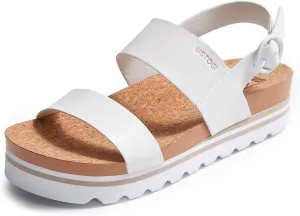 Women's Platform Sandals Arch Support Beach Slides for Woman Orthotic Summer Causal Cork Footbed Adjustable Buckle Elastic Band Cushion Cute Flatform sandalias de mujer