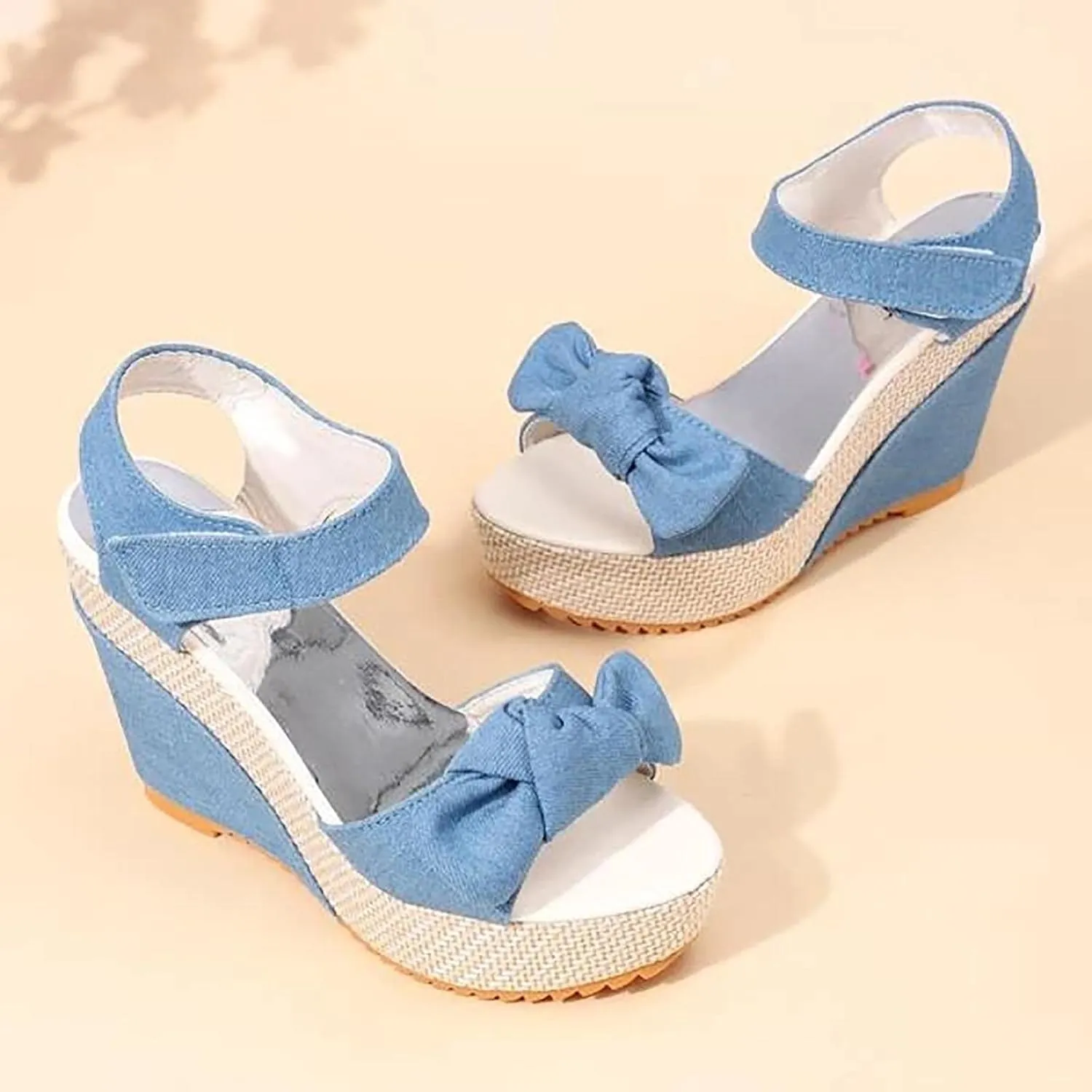 Women's Platform Sandals Wedge Open Toe Ankle Strap Lace Wedding Bridesmaid Shoes Dressy Close Toe Casual Bohemia Lightweight